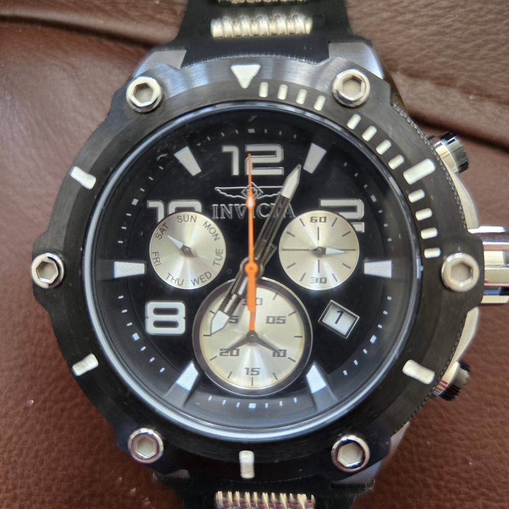 Invicta 22235 Black and Silver Chronograph Watch
